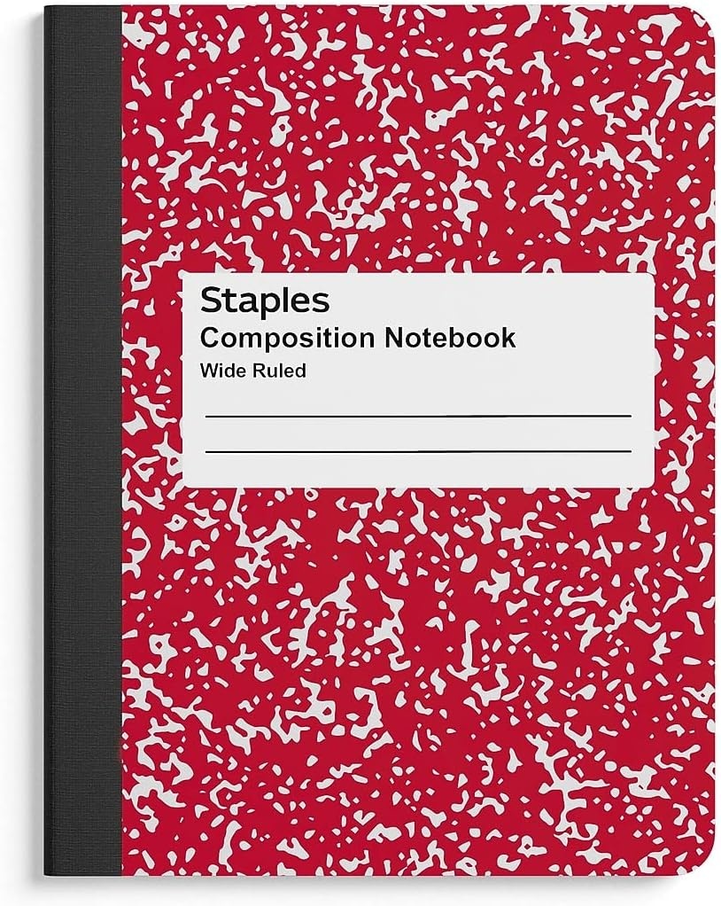 image:imageSTAPLES Composition Notebook 975 x 75 Wide Ruled Assorted Colors 48Pack