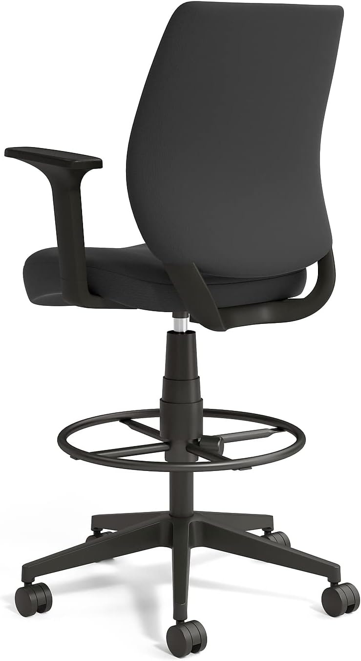 image:imageSTAPLES Drafting Stool Fabric Footrest BlackFabric