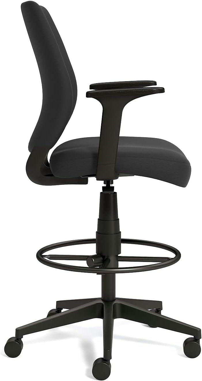image:imageSTAPLES Drafting Stool Fabric Footrest BlackFabric