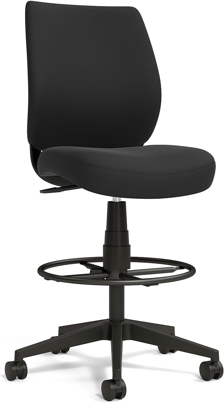 image:imageSTAPLES Drafting Stool Fabric Footrest BlackFabric