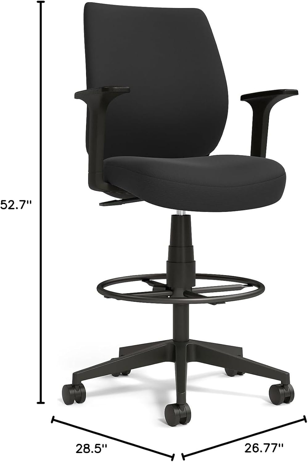 image:imageSTAPLES Drafting Stool Fabric Footrest BlackFabric