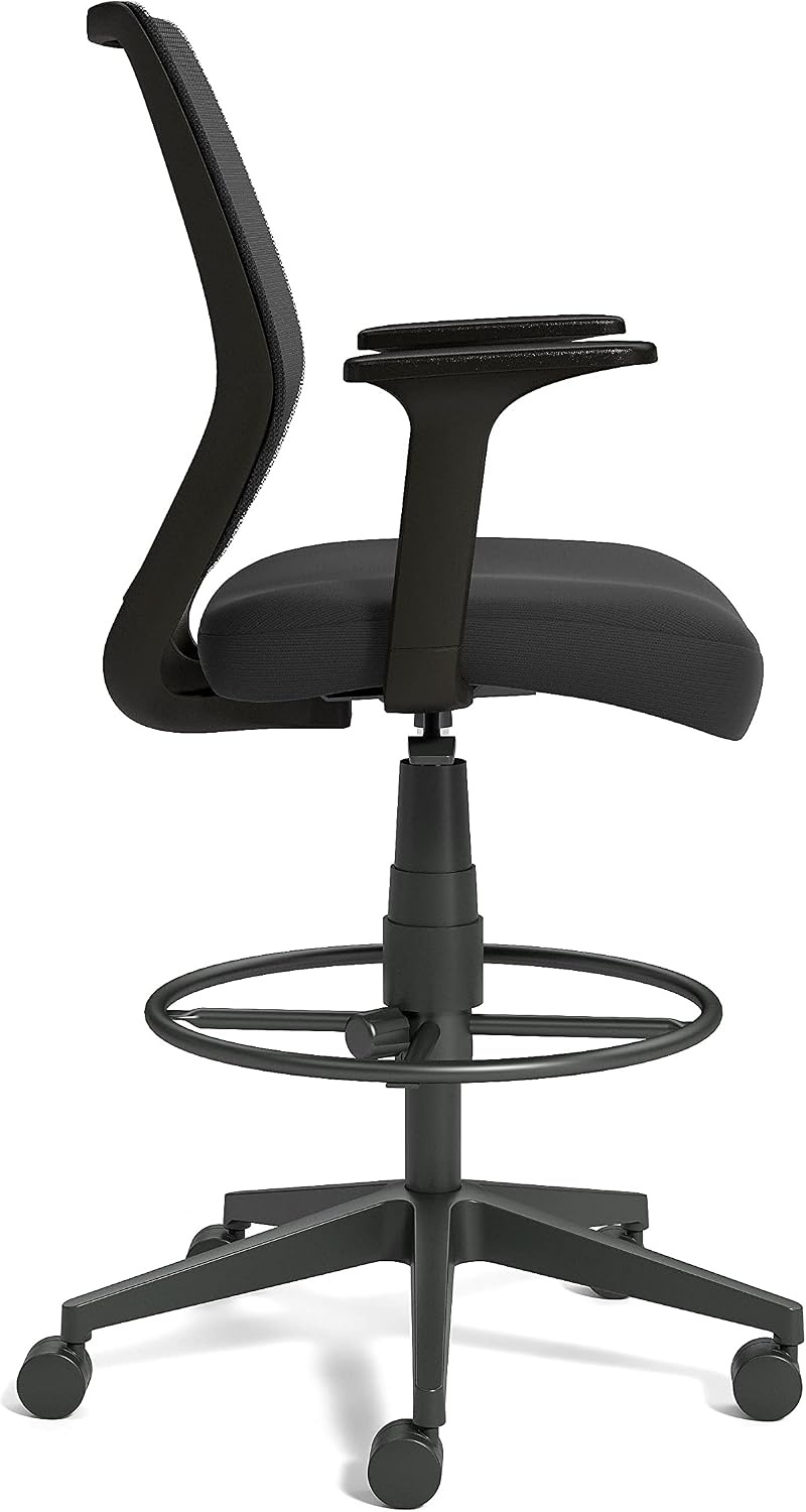 image:imageSTAPLES Drafting Stool Fabric Footrest BlackMesh
