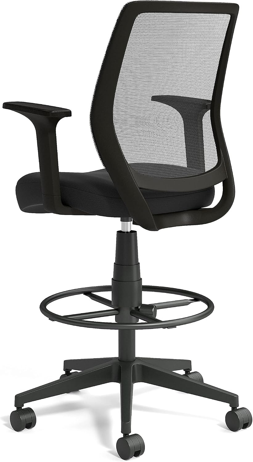 image:imageSTAPLES Drafting Stool Fabric Footrest BlackMesh