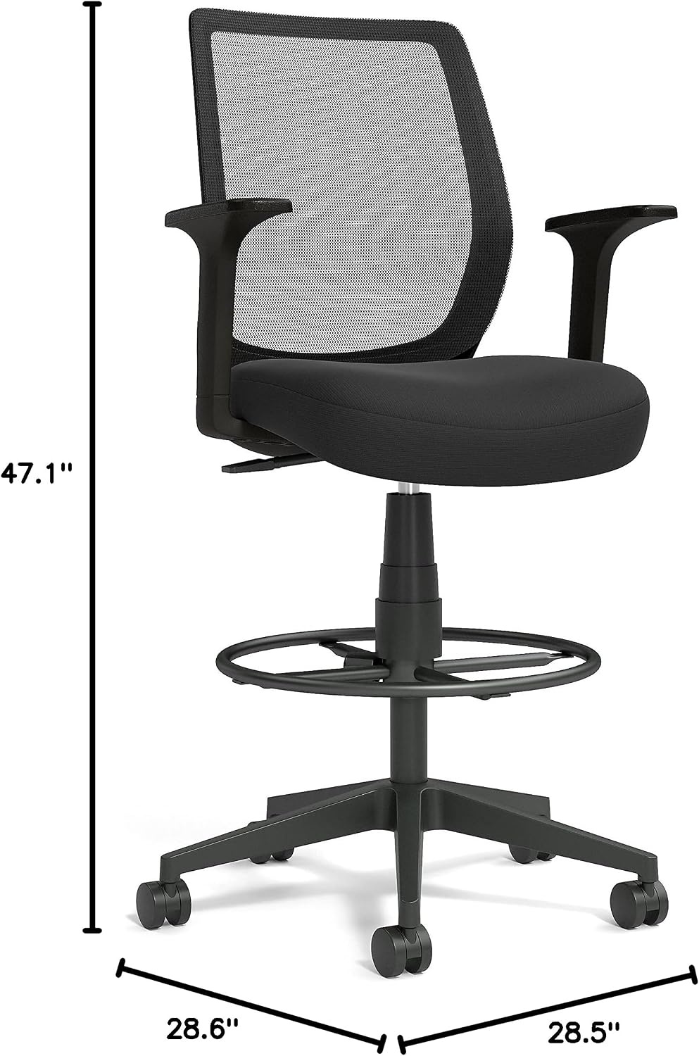image:imageSTAPLES Drafting Stool Fabric Footrest BlackMesh
