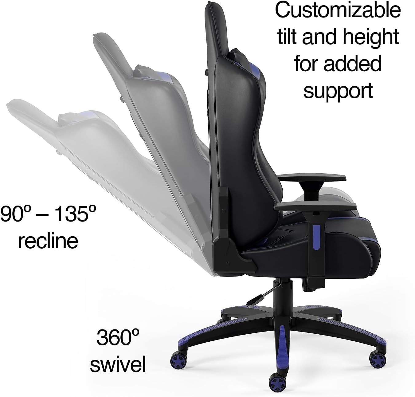 image:imageSTAPLES Emerge Vartan Gaming Chair Ergonomic Adjustable Height Swivel BlueBlue