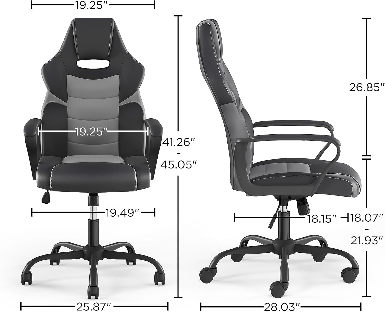 image:imageSTAPLES Emerge Vector Luxura Faux Leather Gaming Chair Black amp Gray