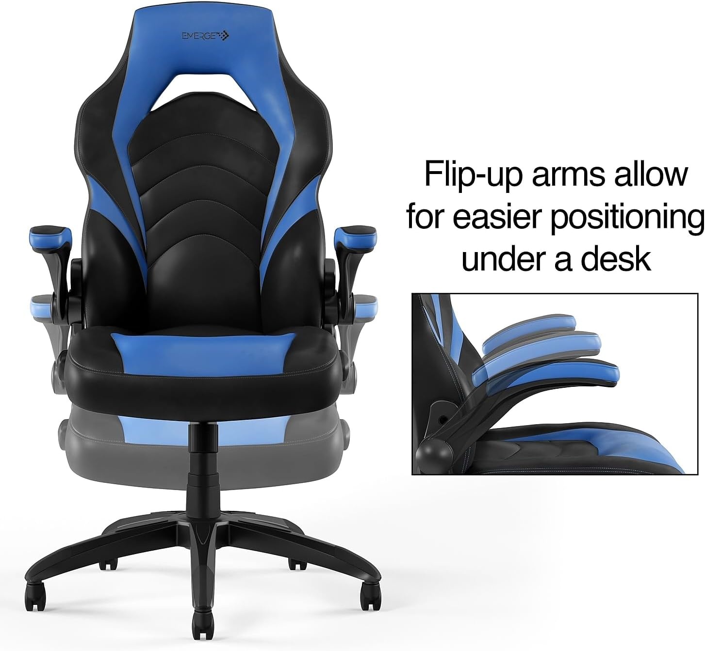image:imageSTAPLES Emerge Vortex Gaming Chair Ergonomic Adjustable Height Swivel BlackBlue