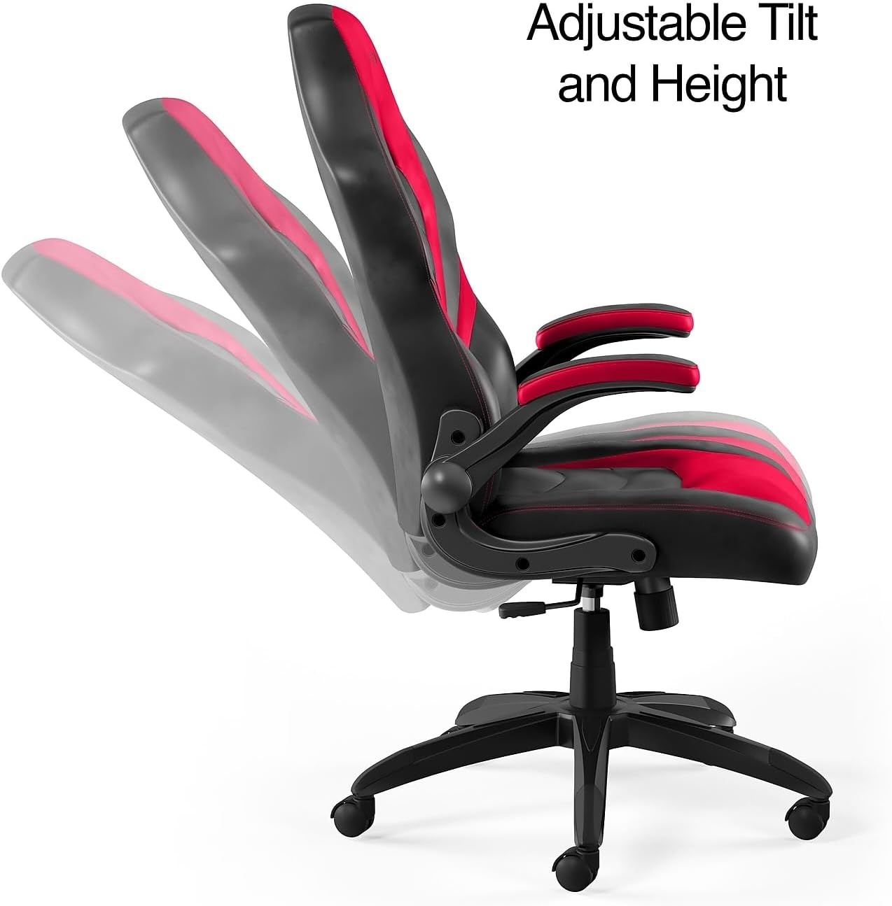 image:imageSTAPLES Emerge Vortex Gaming Chair Ergonomic Adjustable Height Swivel BlackRed Black
