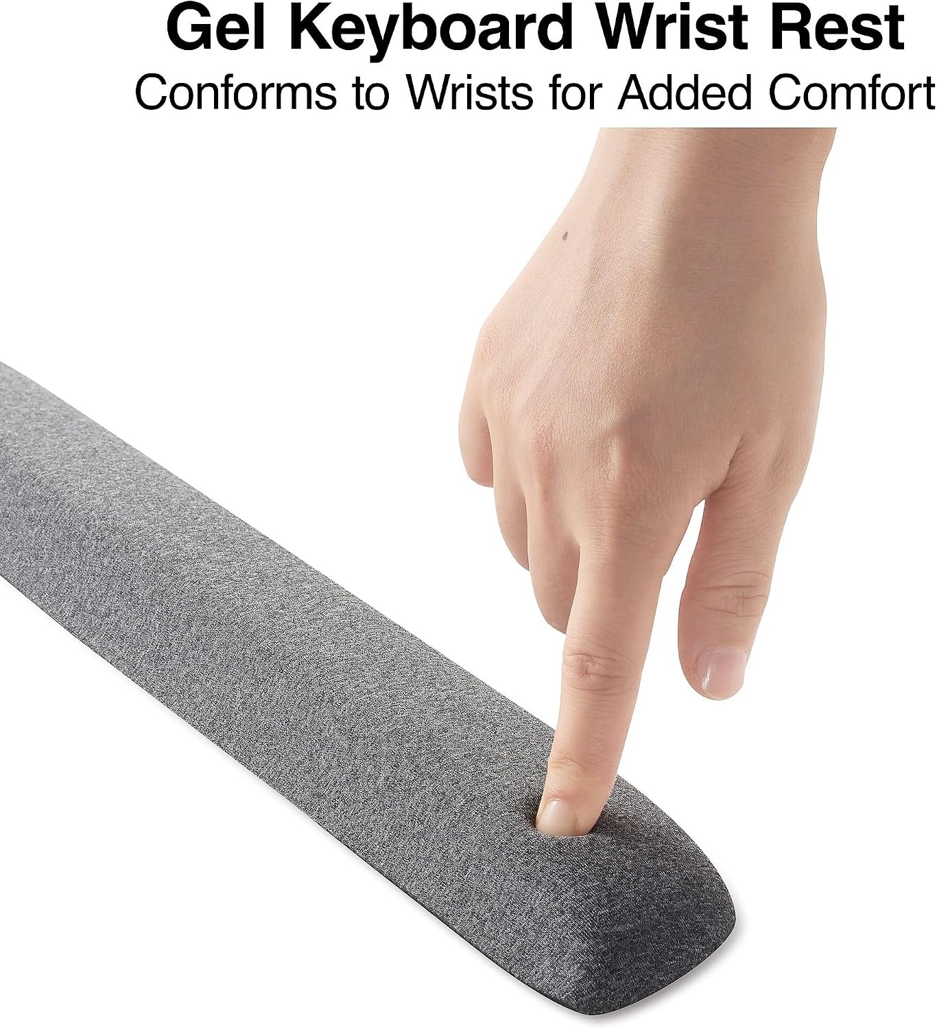 image:imageSTAPLES Ergonomic Gel Keyboard Wrist Rest 1866 x 28 x 091 NonSlip Base Soft Wrist Support Cushion for Easy Typing FullSize Keyboards OfficeComputerGaming BlackGray
