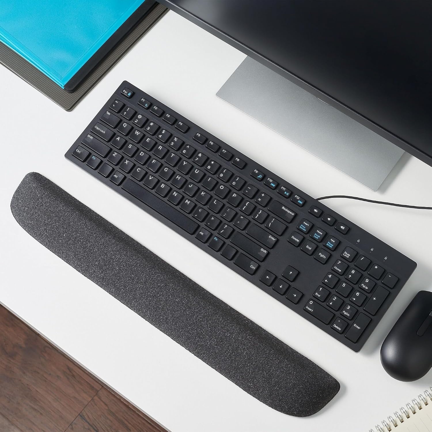 image:imageSTAPLES Ergonomic Gel Keyboard Wrist Rest 1866 x 28 x 091 NonSlip Base Soft Wrist Support Cushion for Easy Typing FullSize Keyboards OfficeComputerGaming BlackBlack