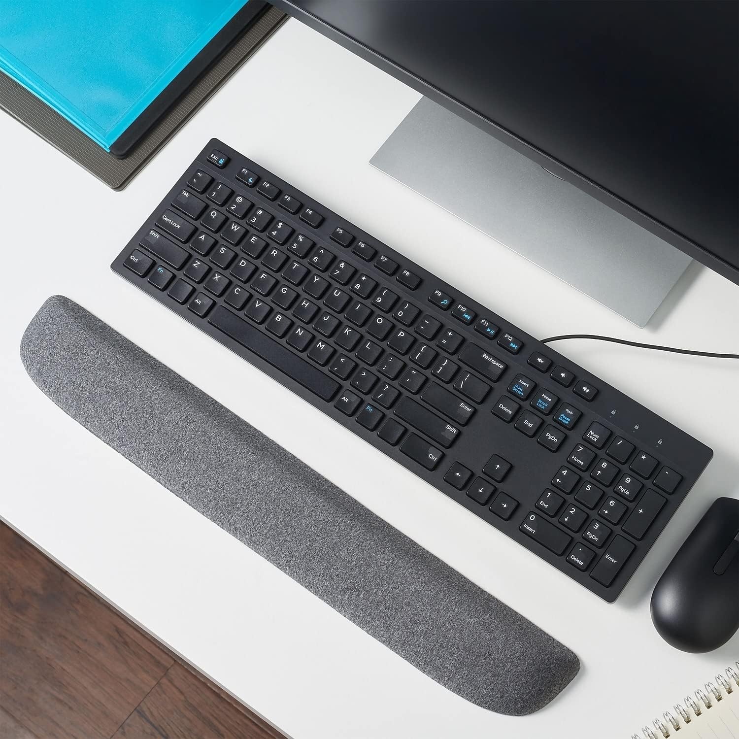image:imageSTAPLES Ergonomic Gel Keyboard Wrist Rest 1866 x 28 x 091 NonSlip Base Soft Wrist Support Cushion for Easy Typing FullSize Keyboards OfficeComputerGaming BlackGray