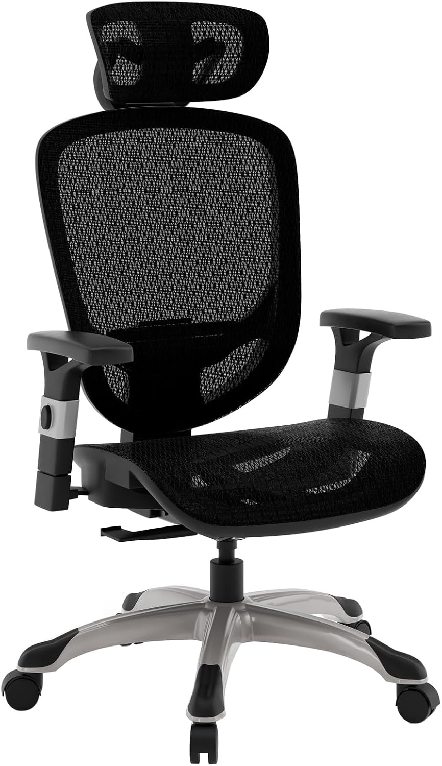 image:imageSTAPLES Ergonomic Task Chair Mesh Ergonomic Lumbar Support Swivel GrayBlack