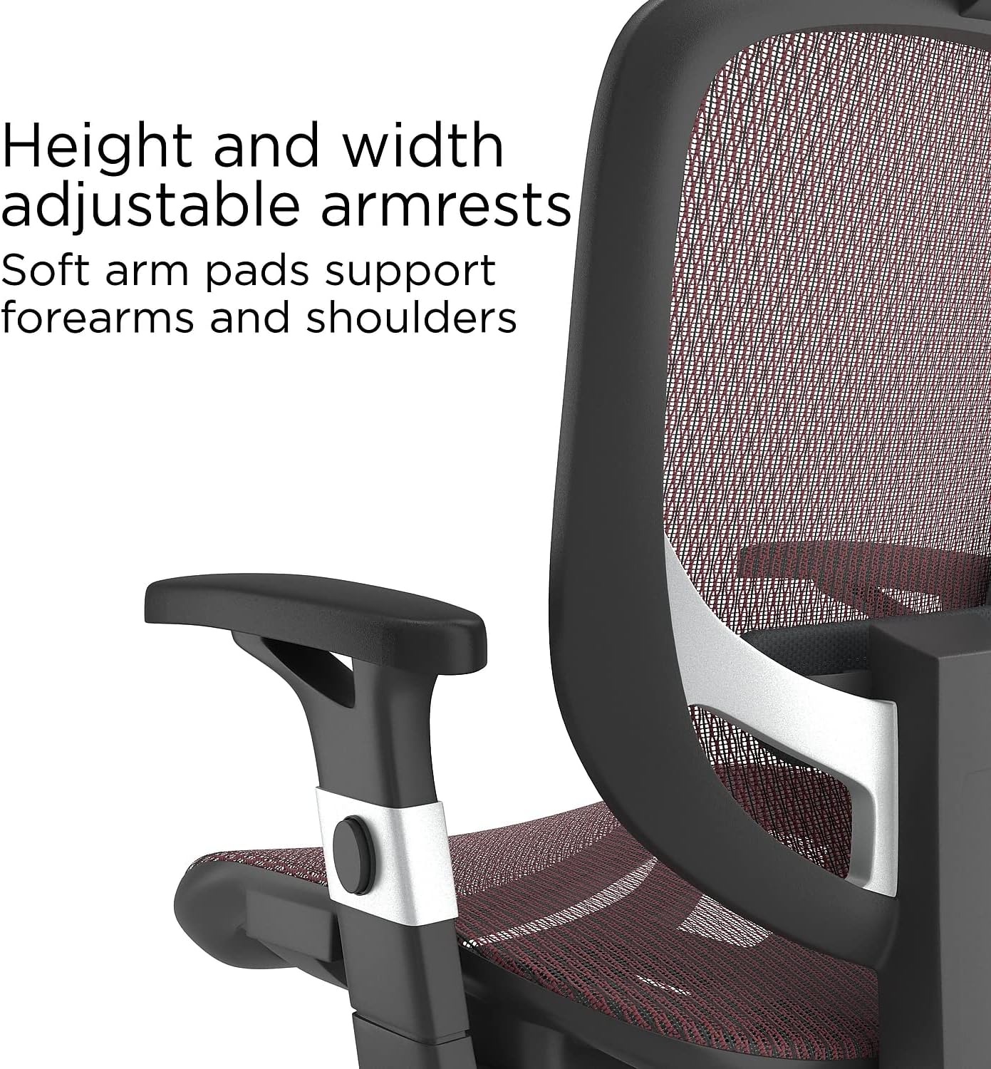 image:imageSTAPLES Ergonomic Task Chair Mesh Ergonomic Lumbar Support Swivel GrayMaroon