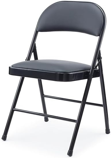 image:imageSTAPLES Folding amp Stacking Chair Faux Leather Black 8Pack