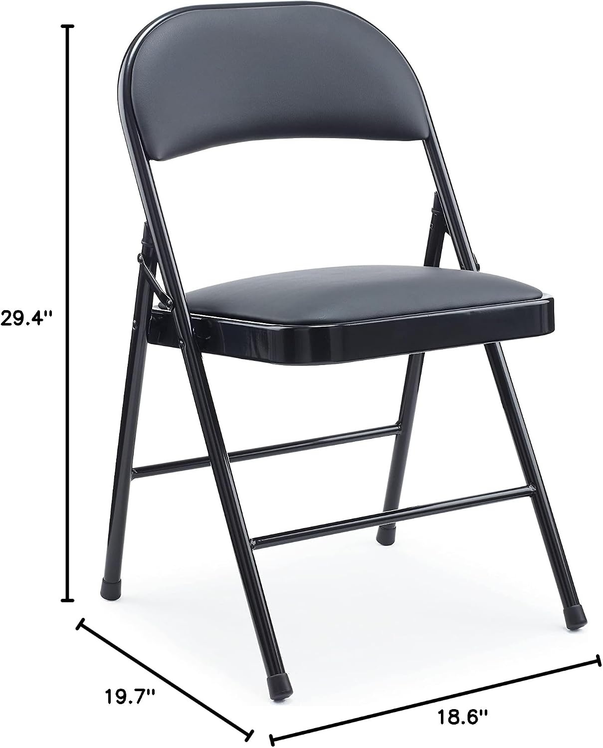 image:imageSTAPLES Folding amp Stacking Chair Faux Leather Black 8Pack