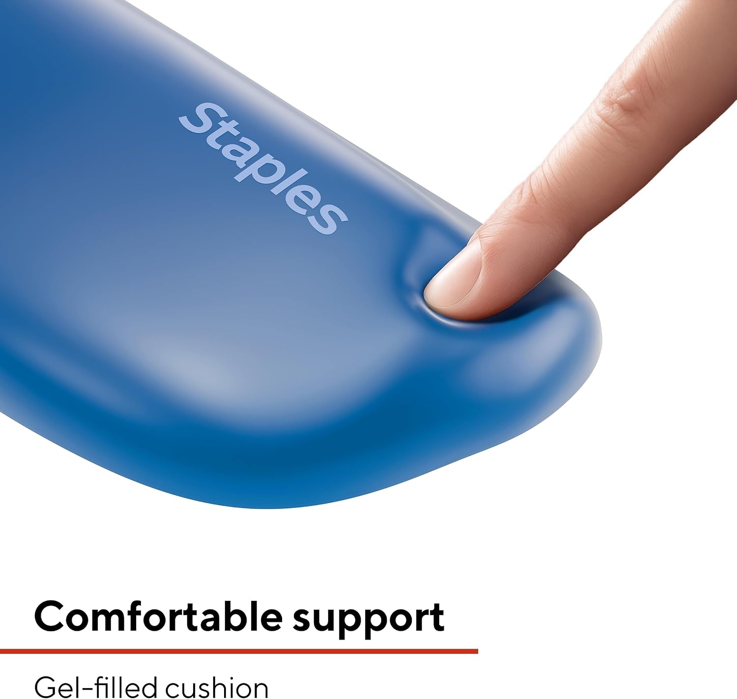 image:imageSTAPLES Gel Keyboard Wrist Rest Ergonomic NonSlip Wrist Support Cushion for Comfortable Typing Durable GelFilled Design Blue CrystalBlue