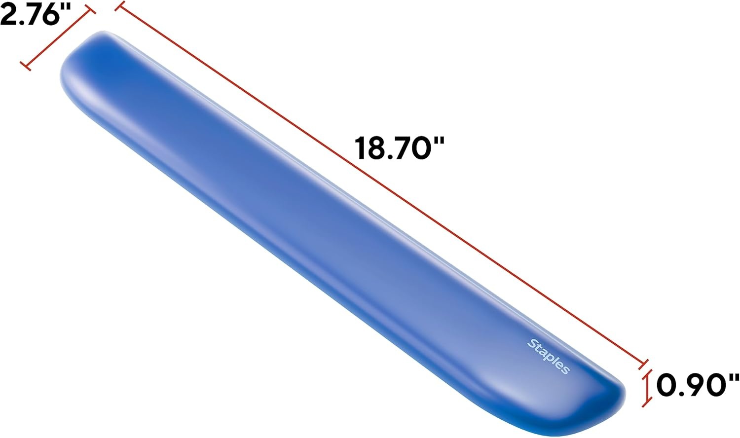 image:imageSTAPLES Gel Keyboard Wrist Rest Ergonomic NonSlip Wrist Support Cushion for Comfortable Typing Durable GelFilled Design Blue CrystalBlue