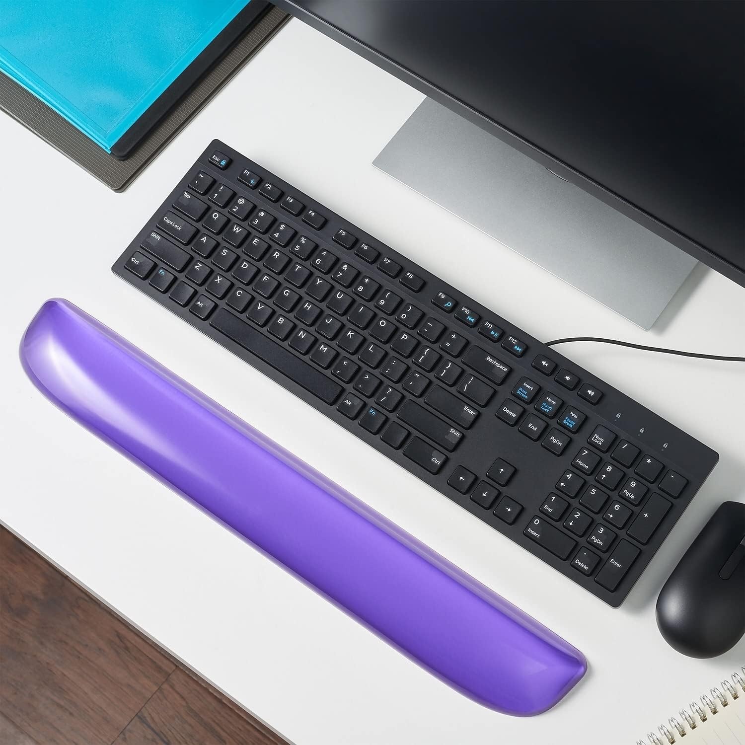 image:imageSTAPLES Gel Keyboard Wrist Rest Ergonomic NonSlip Wrist Support Cushion for Comfortable Typing Durable GelFilled Design Blue CrystalPurple