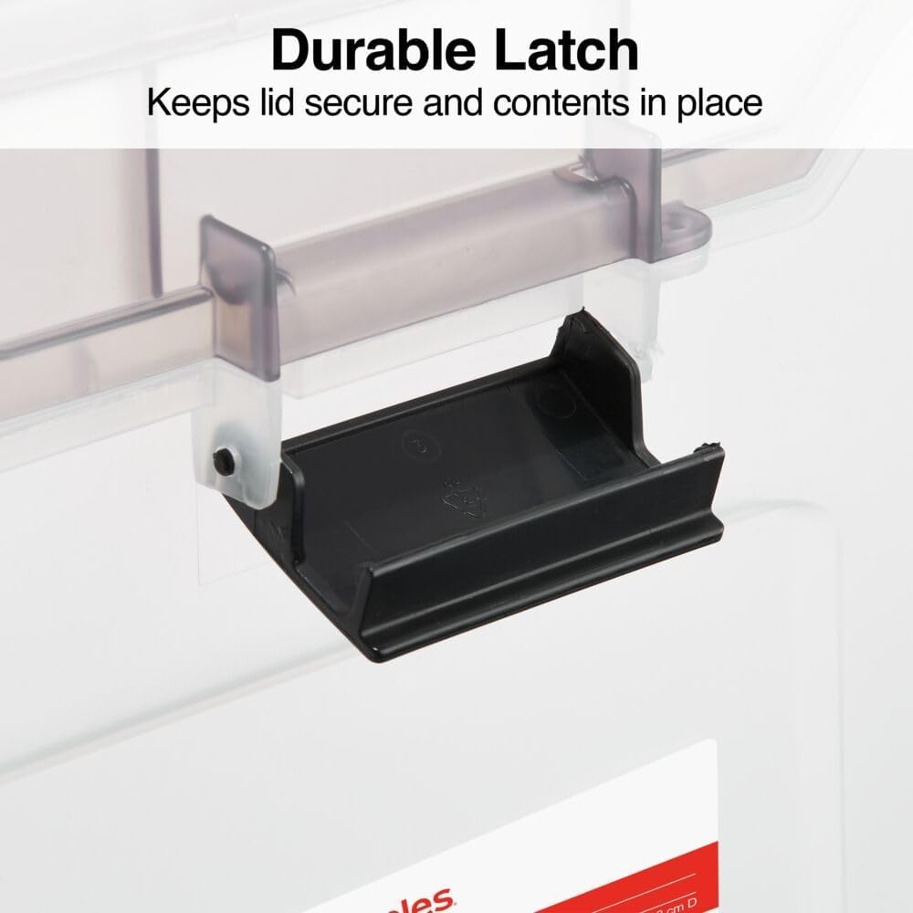 image:imageSTAPLES Hanging File Folder Box Storage Bin Organizer Snap Lid Letter amp Legal Size Documents ClearClear
