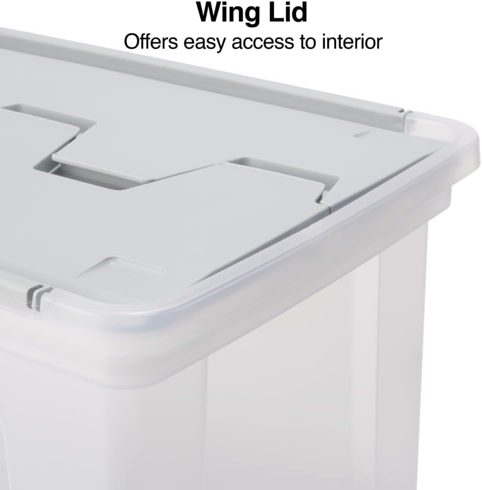 image:imageSTAPLES Hanging File Folder Box Storage Bin Organizer Snap Lid Letter amp Legal Size Documents ClearClear
