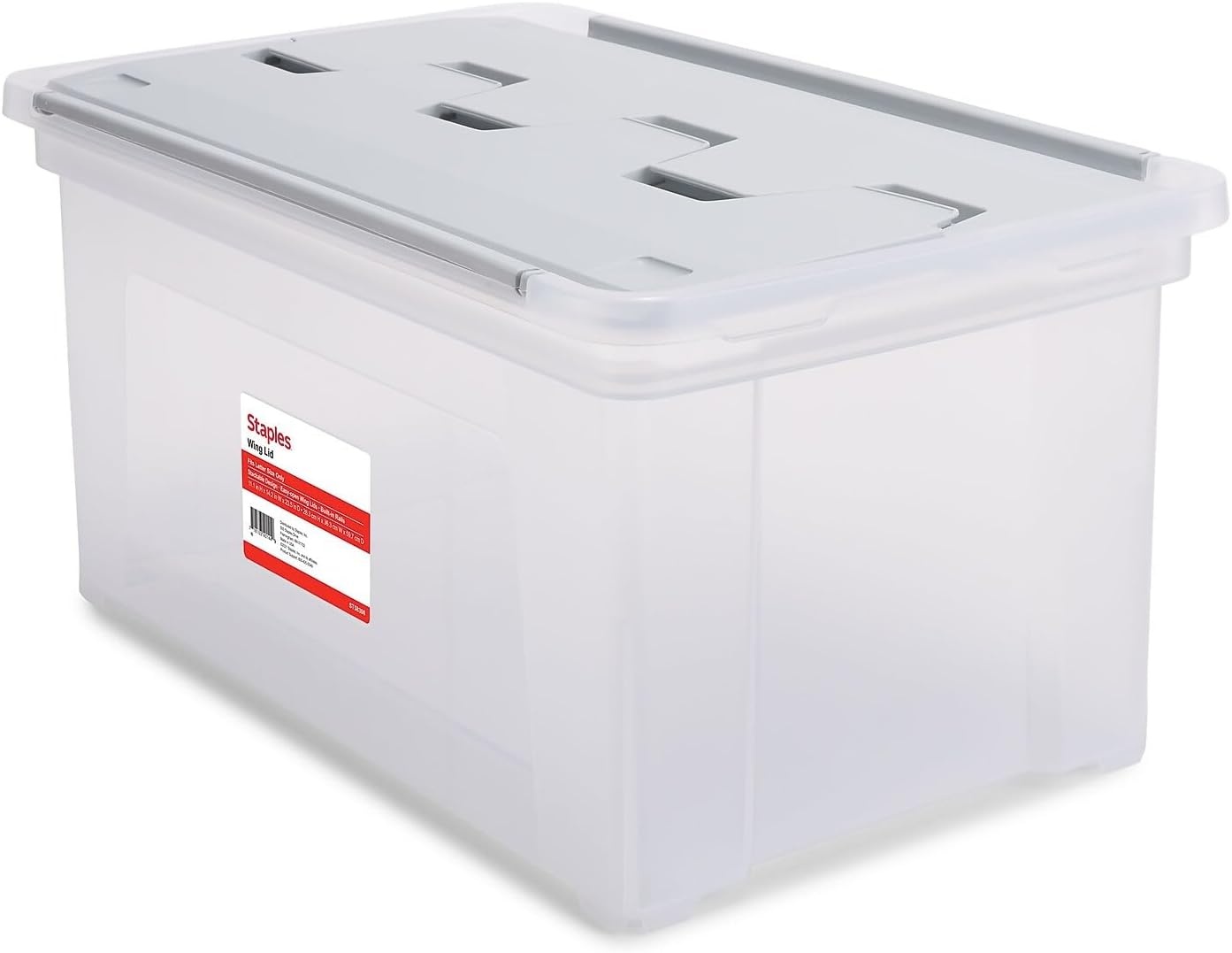 image:imageSTAPLES Hanging File Folder Box Storage Bin Organizer Snap Lid Letter amp Legal Size Documents ClearClear