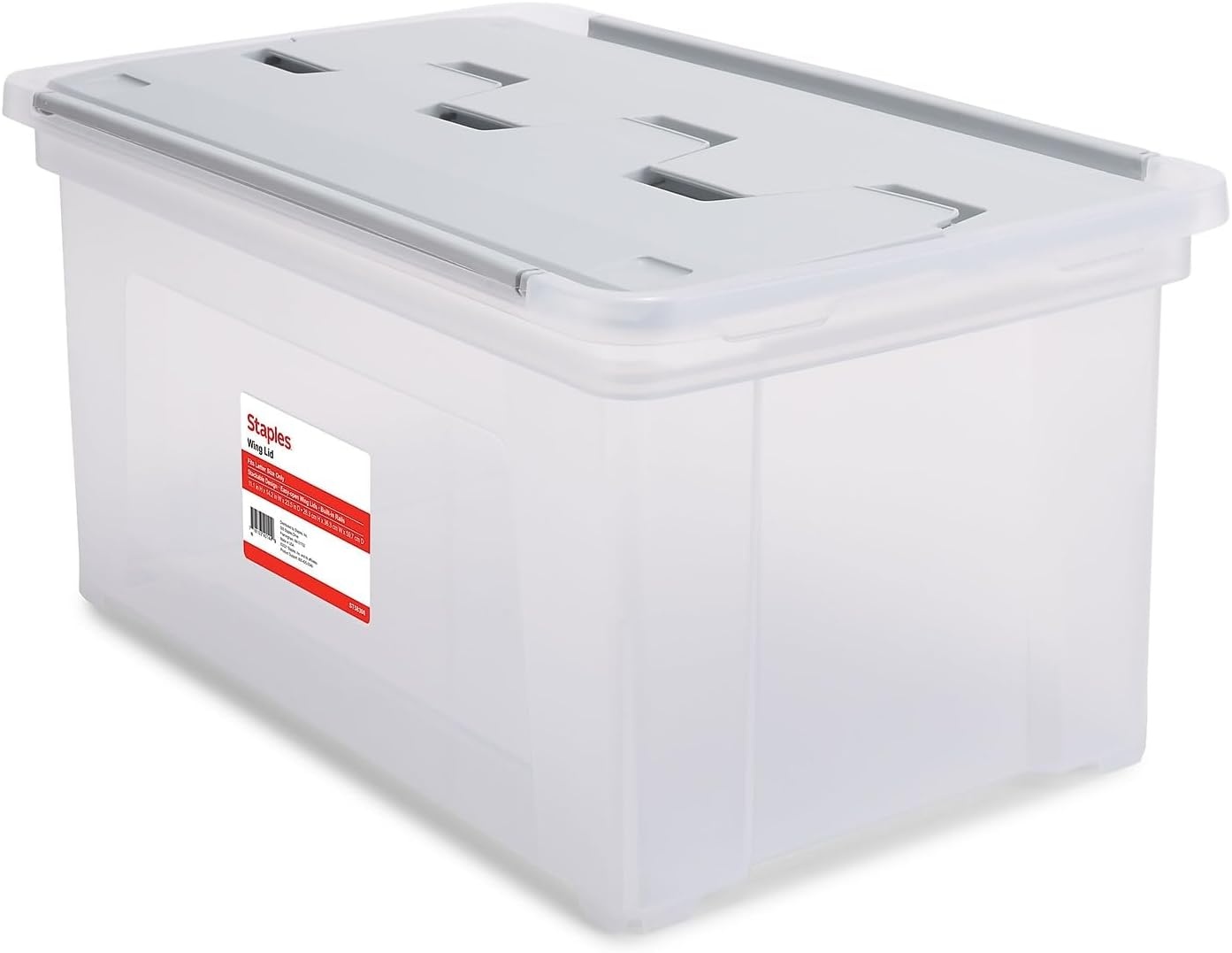 image:imageSTAPLES Hanging File Folder Box Storage Bin Organizer Snap Lid Letter amp Legal Size Documents ClearClear