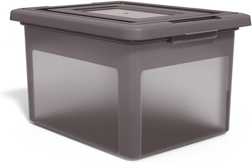 image:imageSTAPLES Hanging File Folder Box Storage Bin Organizer Snap Lid Letter amp Legal Size Documents ClearGray