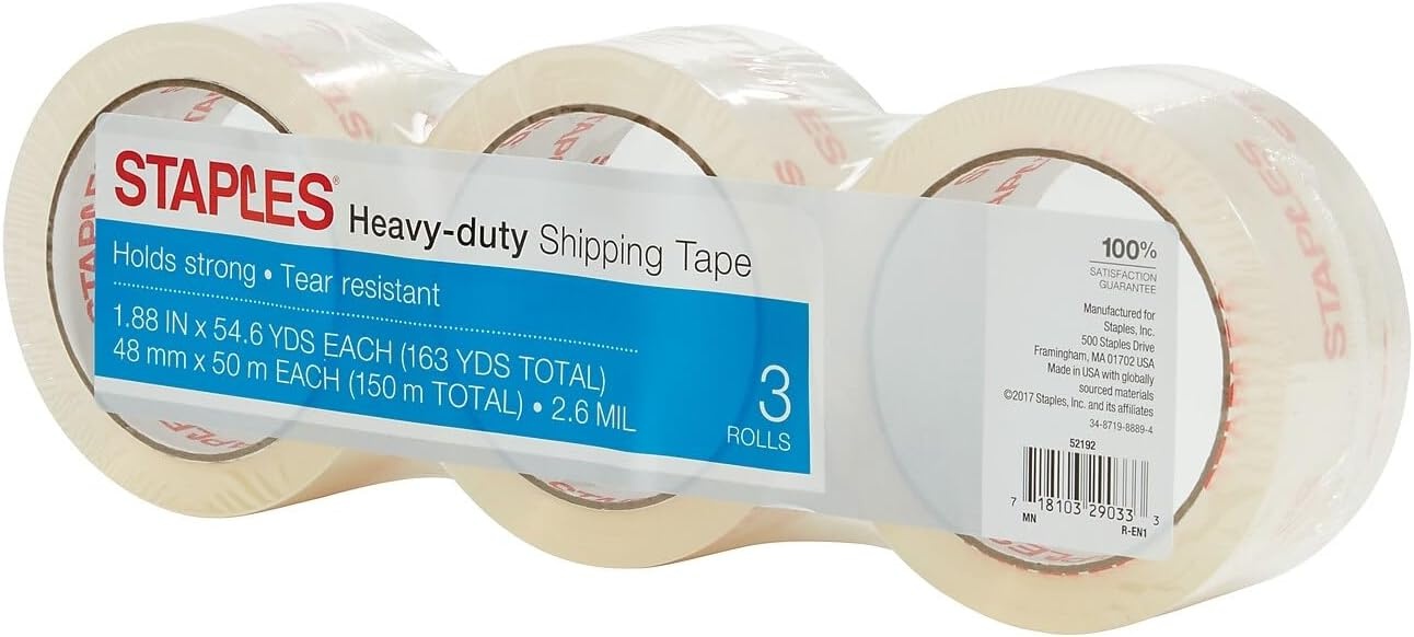 image:imageSTAPLES HeavyDuty Shipping Packing Tape 188 x 546 Yards 6Rolls3 Pack