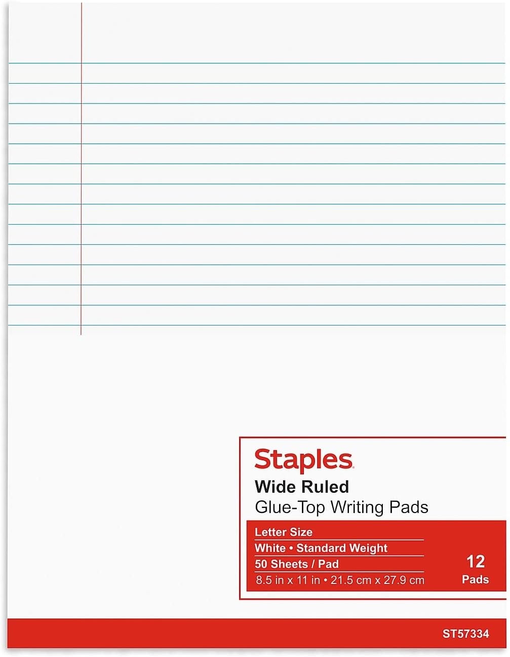 image:imageSTAPLES Legal Pads 85 x 11 Wide Ruled Perforated 50 SheetsPad 12PackScratchpad 12 Pack