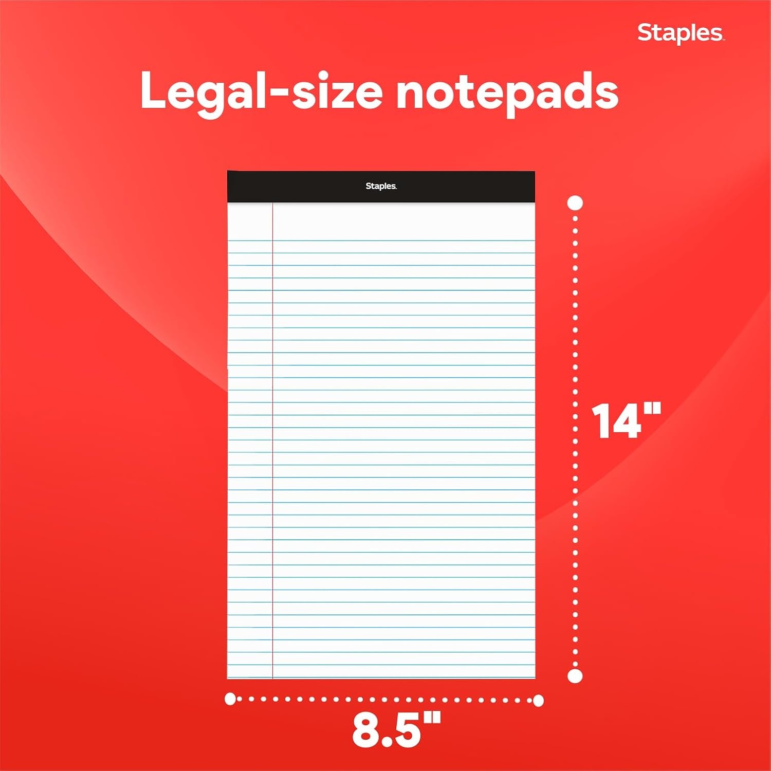 image:imageSTAPLES Legal Pads 85 x 14 Wide Ruled 50 SheetsPad 12PackWhite