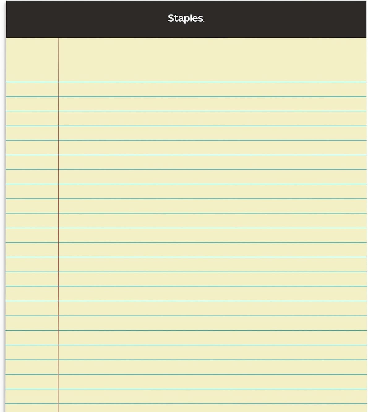 image:imageSTAPLES Legal Pads 85 x 14 Wide Ruled 50 SheetsPad 12PackYellow