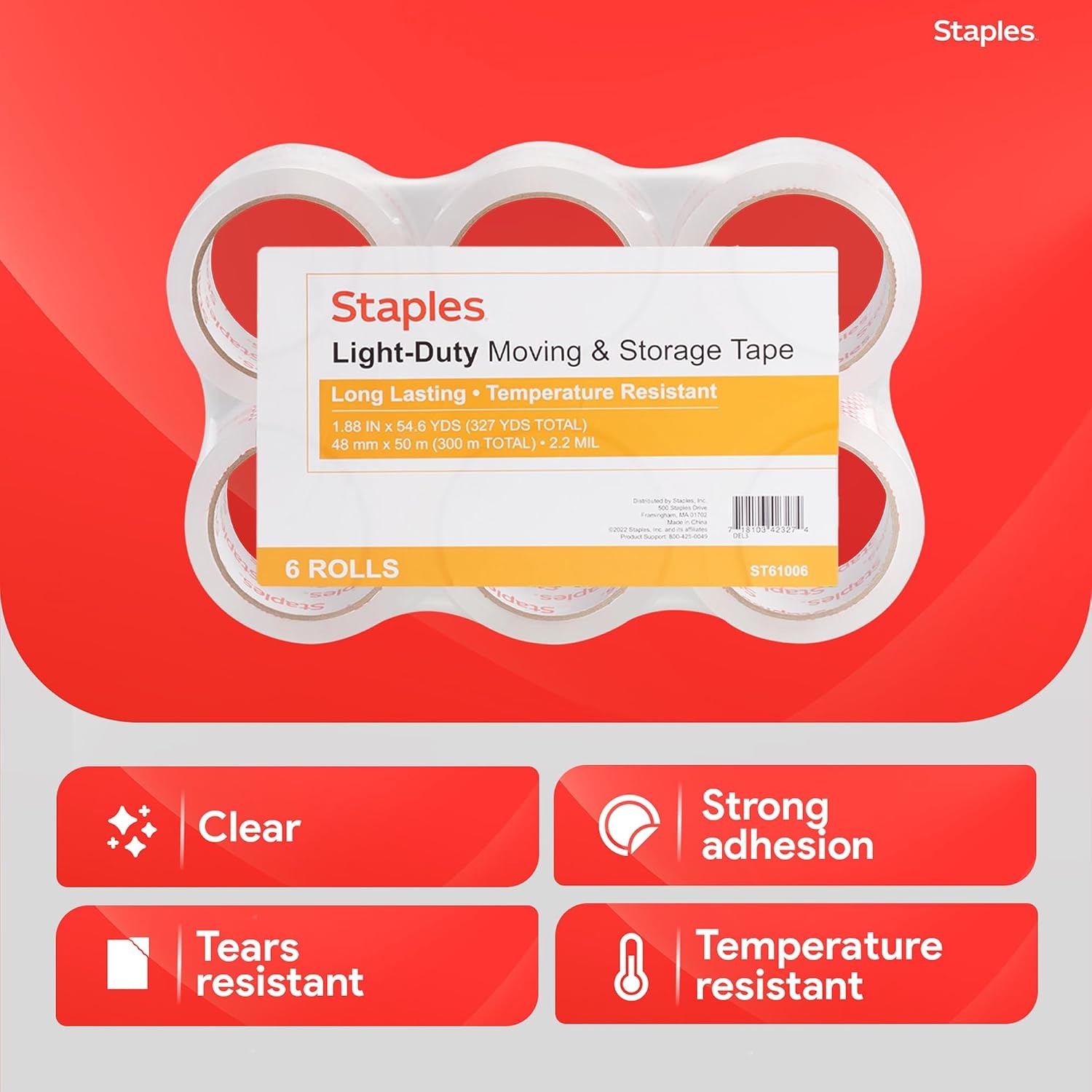image:imageSTAPLES Lightweight Moving amp Storage Packing Tape 188 x 546 Yards 36Rolls6 Pack