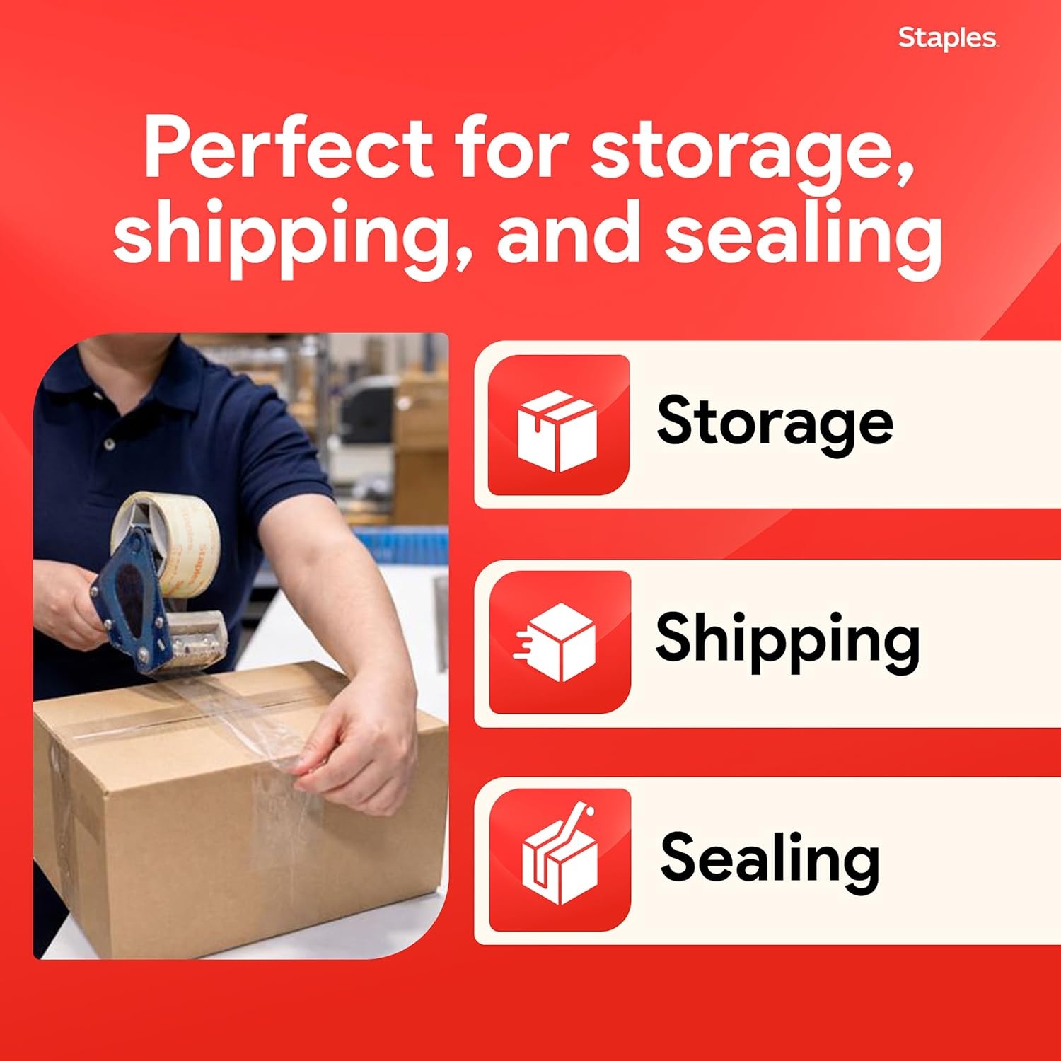 image:imageSTAPLES Lightweight Moving amp Storage Packing Tape 188 x 546 Yards 36Rolls6 Pack