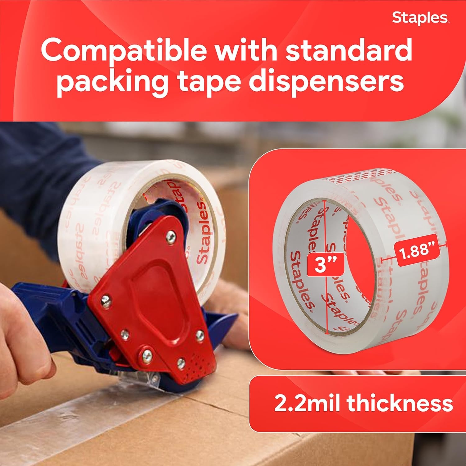 image:imageSTAPLES Lightweight Moving amp Storage Packing Tape 188 x 546 Yards 36Rolls6 Pack