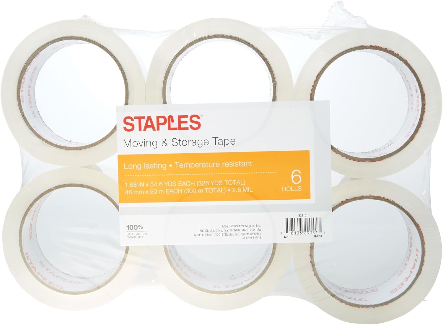 image:imageSTAPLES Moving amp Storage Packing Tape 188 x 546 Yards Clear 36 Rolls6 Pack