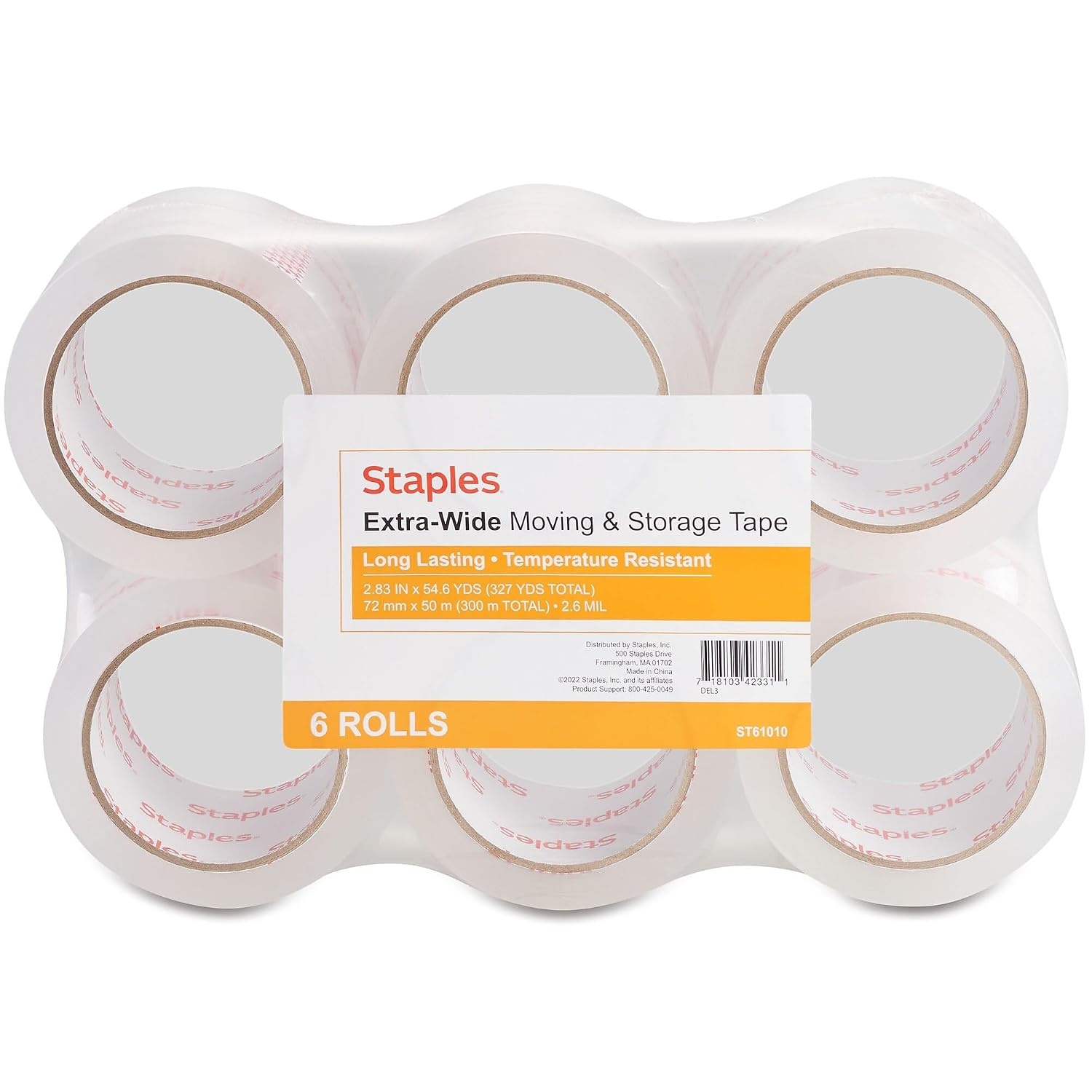image:imageSTAPLES Moving amp Storage Packing Tape 283 x 546 Yards Clear 6Rolls