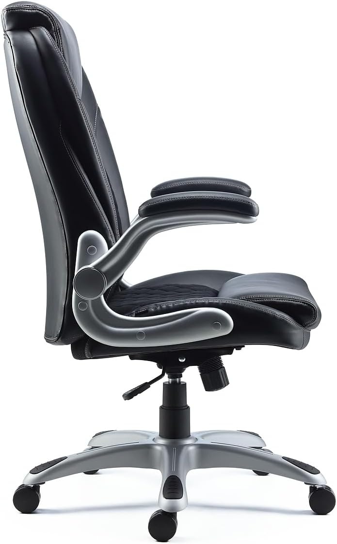 image:imageSTAPLES Sorina Bonded Leather Chair Adjustable Office Chair with Plush Padding Provides Lumbar Arm and Head Support Perfect Desk Chair for The Modern OfficeBlack
