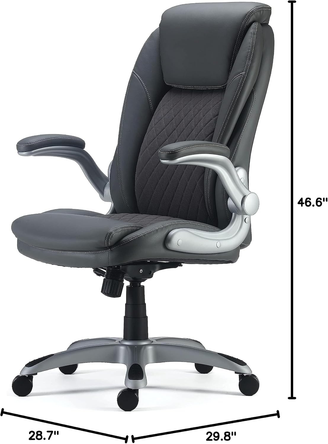 image:imageSTAPLES Sorina Bonded Leather Chair Adjustable Office Chair with Plush Padding Provides Lumbar Arm and Head Support Perfect Desk Chair for The Modern OfficeGrey