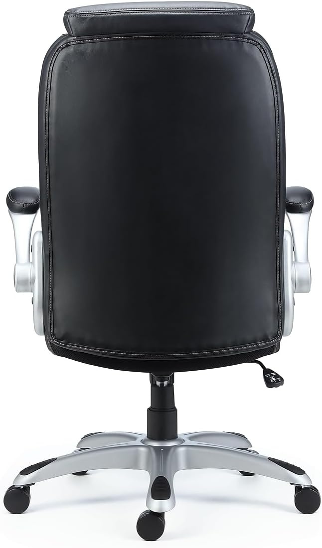image:imageSTAPLES Sorina Bonded Leather Chair Adjustable Office Chair with Plush Padding Provides Lumbar Arm and Head Support Perfect Desk Chair for The Modern OfficeBlack
