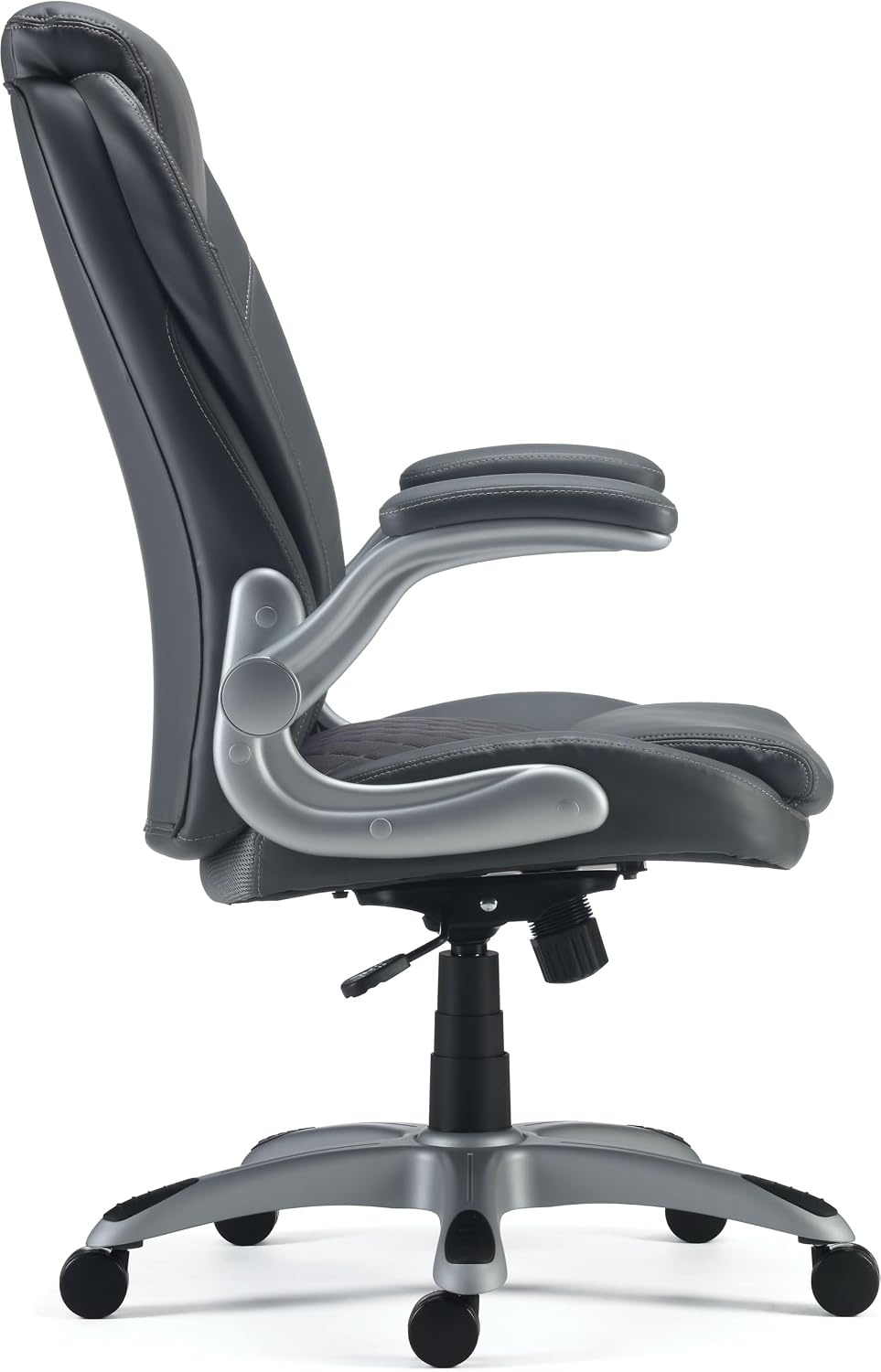 image:imageSTAPLES Sorina Bonded Leather Chair Adjustable Office Chair with Plush Padding Provides Lumbar Arm and Head Support Perfect Desk Chair for The Modern OfficeGrey