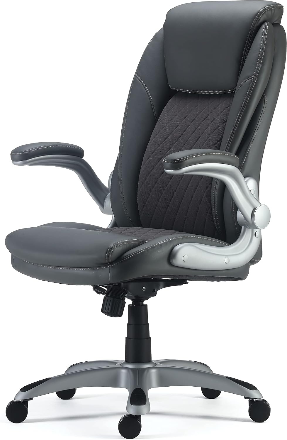 image:imageSTAPLES Sorina Bonded Leather Chair Adjustable Office Chair with Plush Padding Provides Lumbar Arm and Head Support Perfect Desk Chair for The Modern OfficeGrey