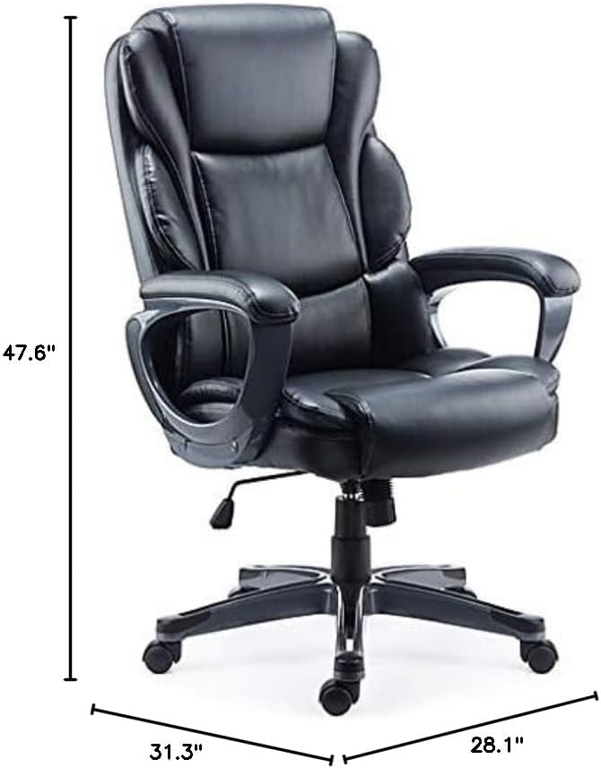 image:imageSTAPLES Sorina Bonded Leather Chair Adjustable Office Chair with Plush Padding Provides Lumbar Arm and Head Support Perfect Desk Chair for The Modern OfficeBlack