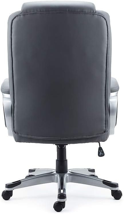 image:imageSTAPLES Sorina Bonded Leather Chair Adjustable Office Chair with Plush Padding Provides Lumbar Arm and Head Support Perfect Desk Chair for The Modern OfficeGrey