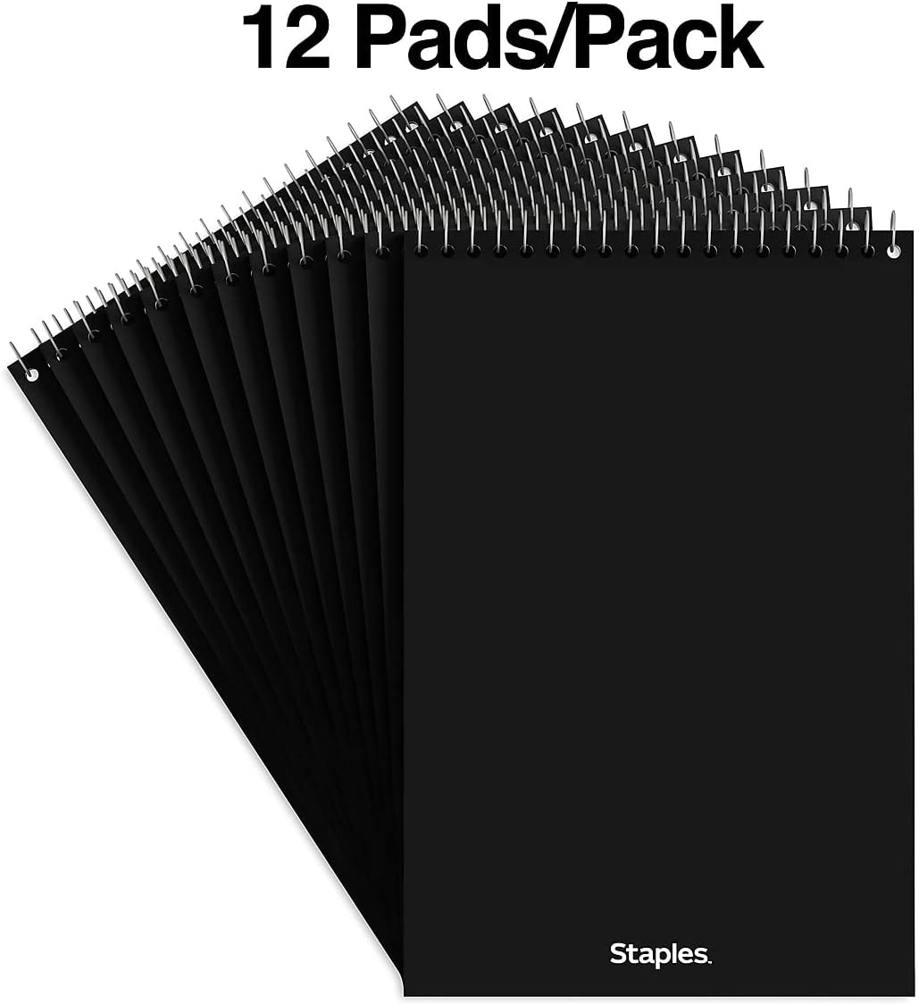 image:imageSTAPLES Steno Notepads 6 x 9 Gregg Ruled Top Wirebound 80 Sheets 12PackWhite Paper