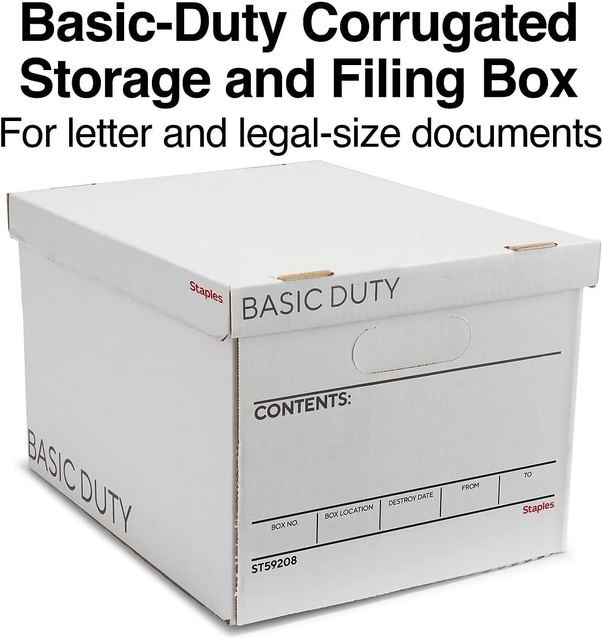 image:imageSTAPLES Storage amp Filing Box HeavyDuty with Handles amp Removable Lid Letter amp Legal Size Documents Stackable 4Pack WhiteGray10 Pack