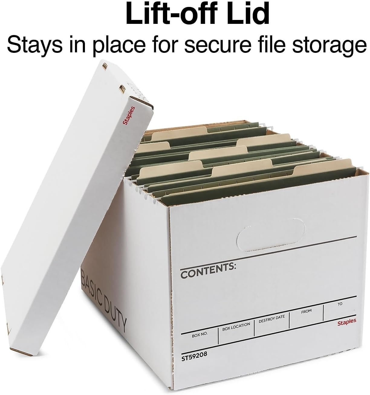 image:imageSTAPLES Storage amp Filing Box HeavyDuty with Handles amp Removable Lid Letter amp Legal Size Documents Stackable 4Pack WhiteGray10 Pack