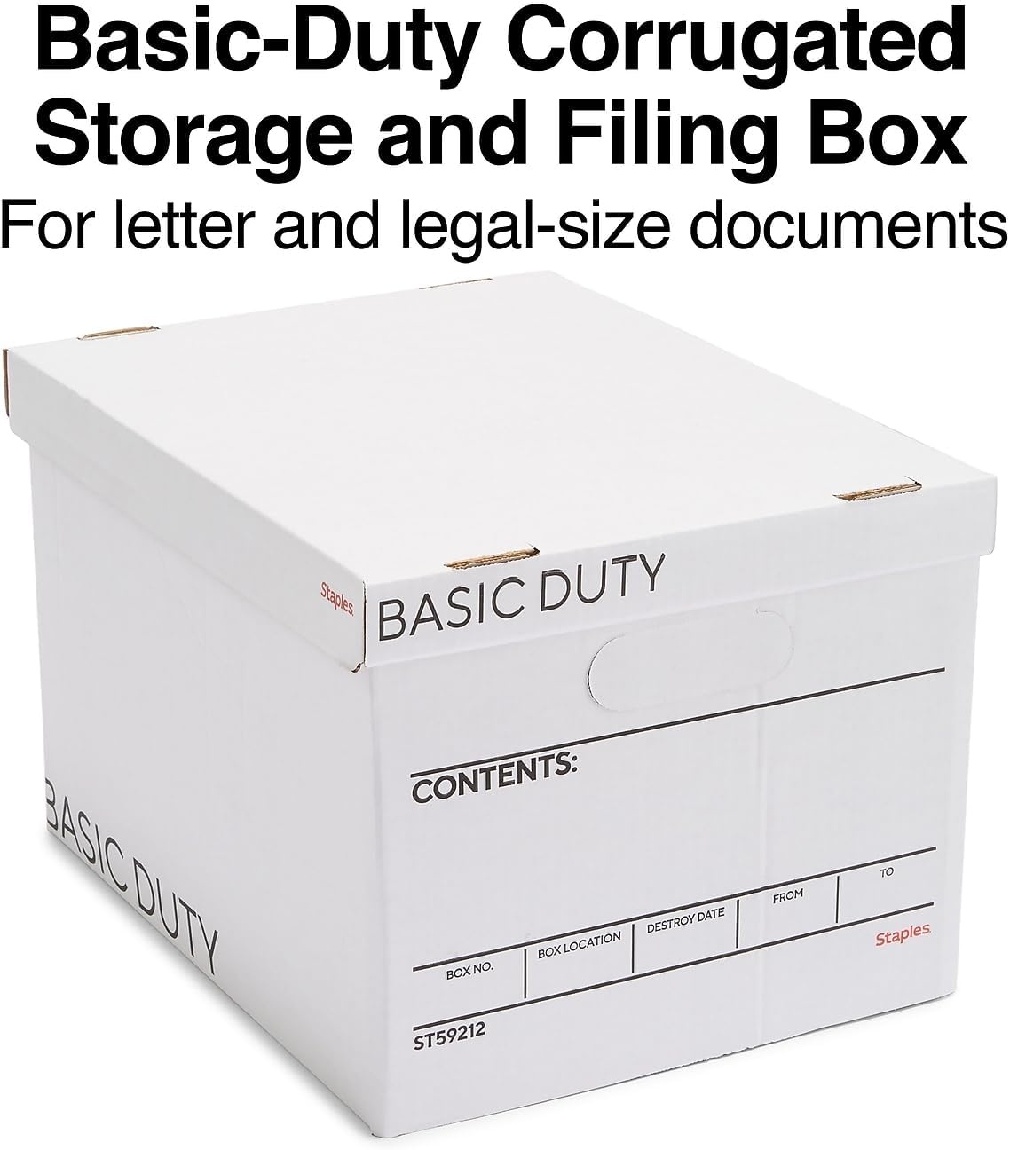 image:imageSTAPLES Storage amp Filing Box HeavyDuty with Handles amp Removable Lid Letter amp Legal Size Documents Stackable 4Pack WhiteGray20 Pack
