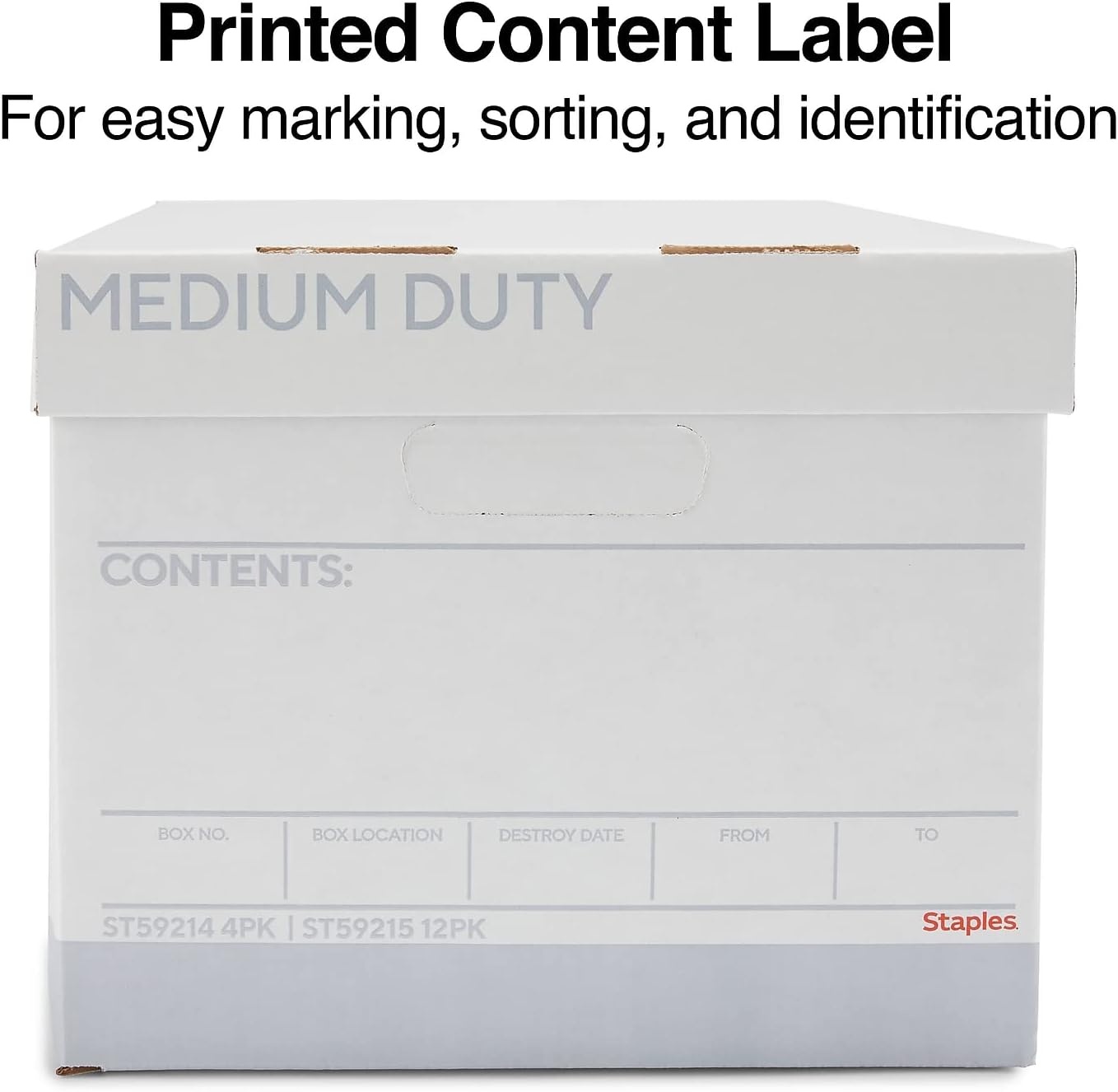 image:imageSTAPLES Storage amp Filing Box HeavyDuty with Handles amp Removable Lid Letter amp Legal Size Documents Stackable 4Pack WhiteGray4 Pack