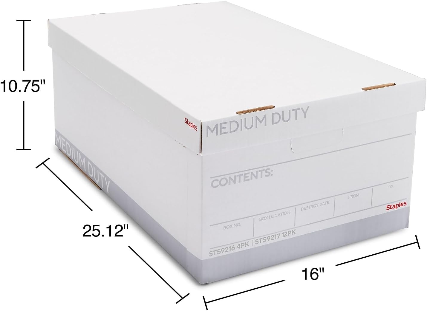 image:imageSTAPLES Storage amp Filing Box HeavyDuty with Handles amp Removable Lid Letter amp Legal Size Documents Stackable 4Pack WhiteGray4 Pack