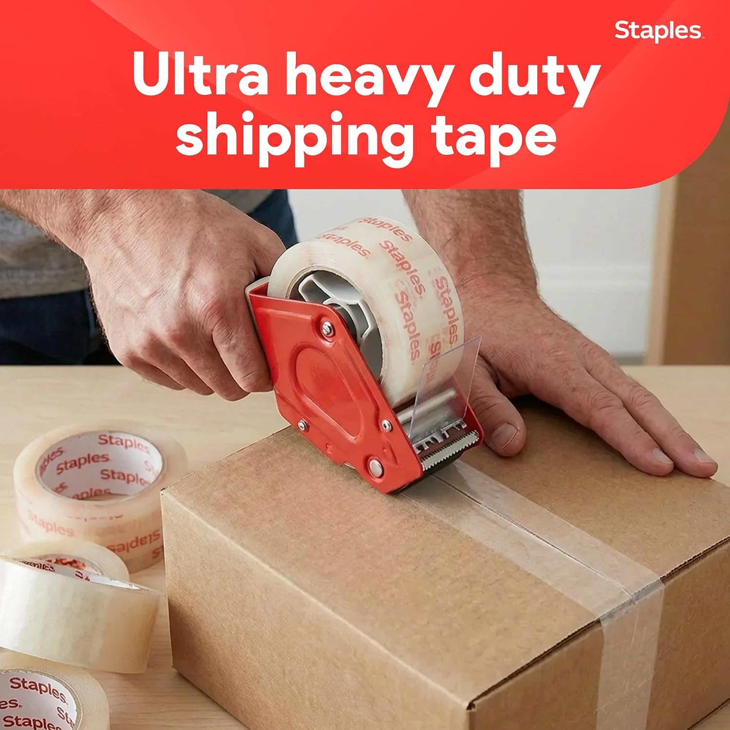 image:imageSTAPLES Ultra HeavyDuty Packing Tape 188 x 546 Yards Clear 6Roll Pack